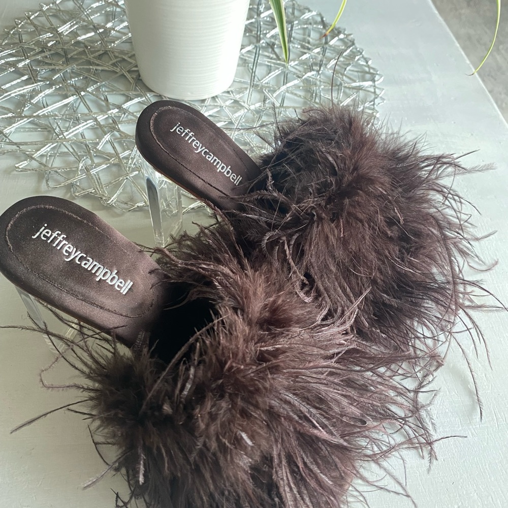 New BHLDN x Jeffrey Campbell Daisy Feather  Boa Heels size 6 - Picture 5 of 10